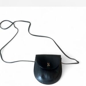 Vintage Y2K Paloma Picasso Black leather Crossbody Bag with gold Paloma logo !